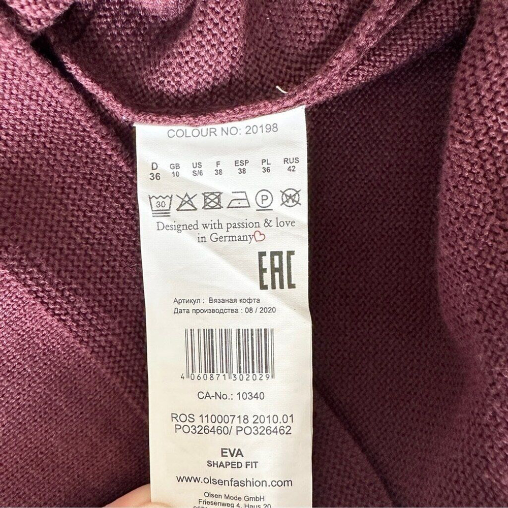 Olsen Long Sleeve Mock Neck Full Zip Ribbed Sweater Size Small Maroon Purple New - Picture 11 of 15